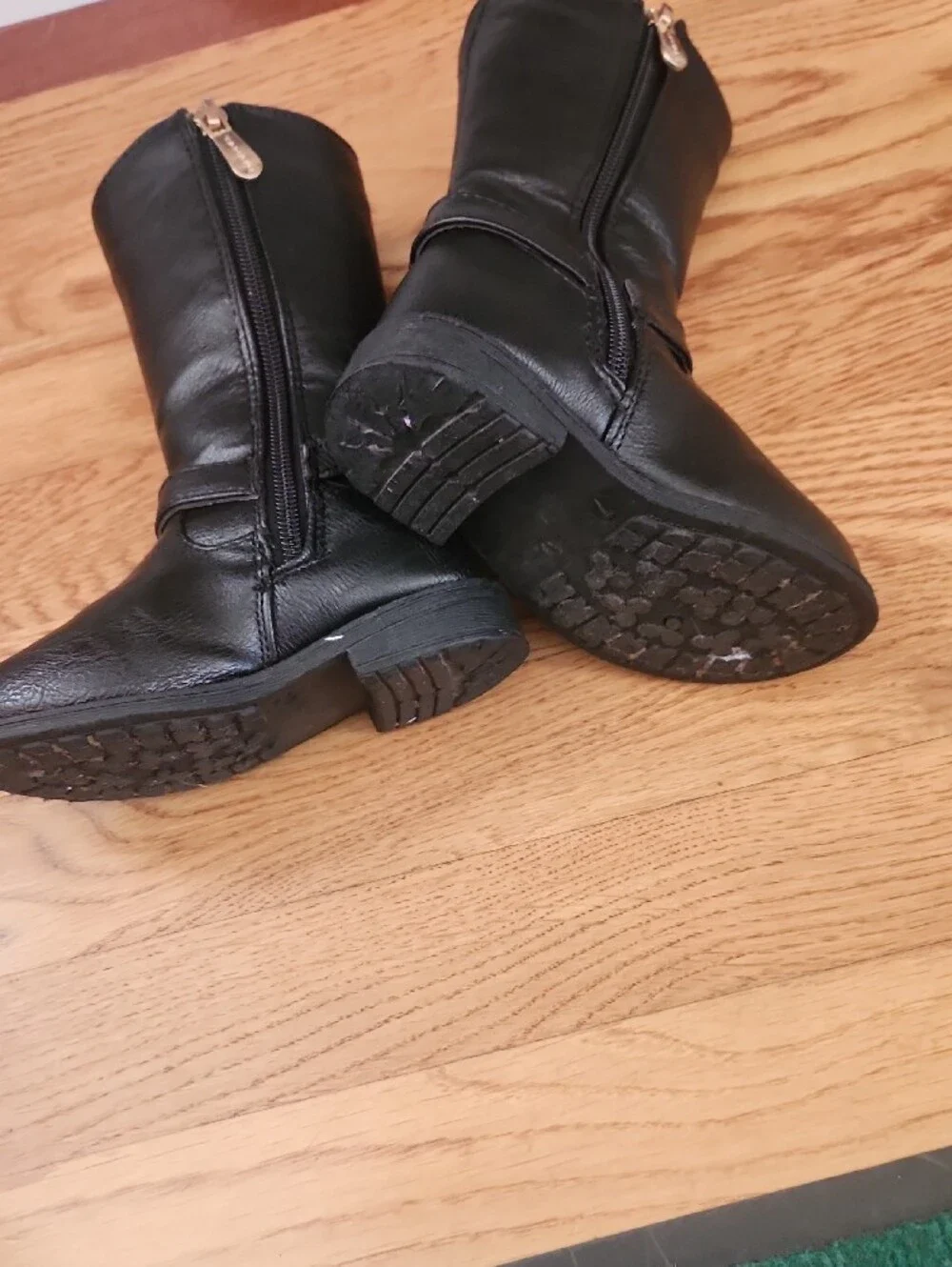 Tahari Black Toddler Riding Boots with Gold Zipper Pulls